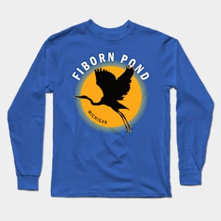 Fiborn Pond in Michigan Heron Sunrise Long Sleeve T-Shirt